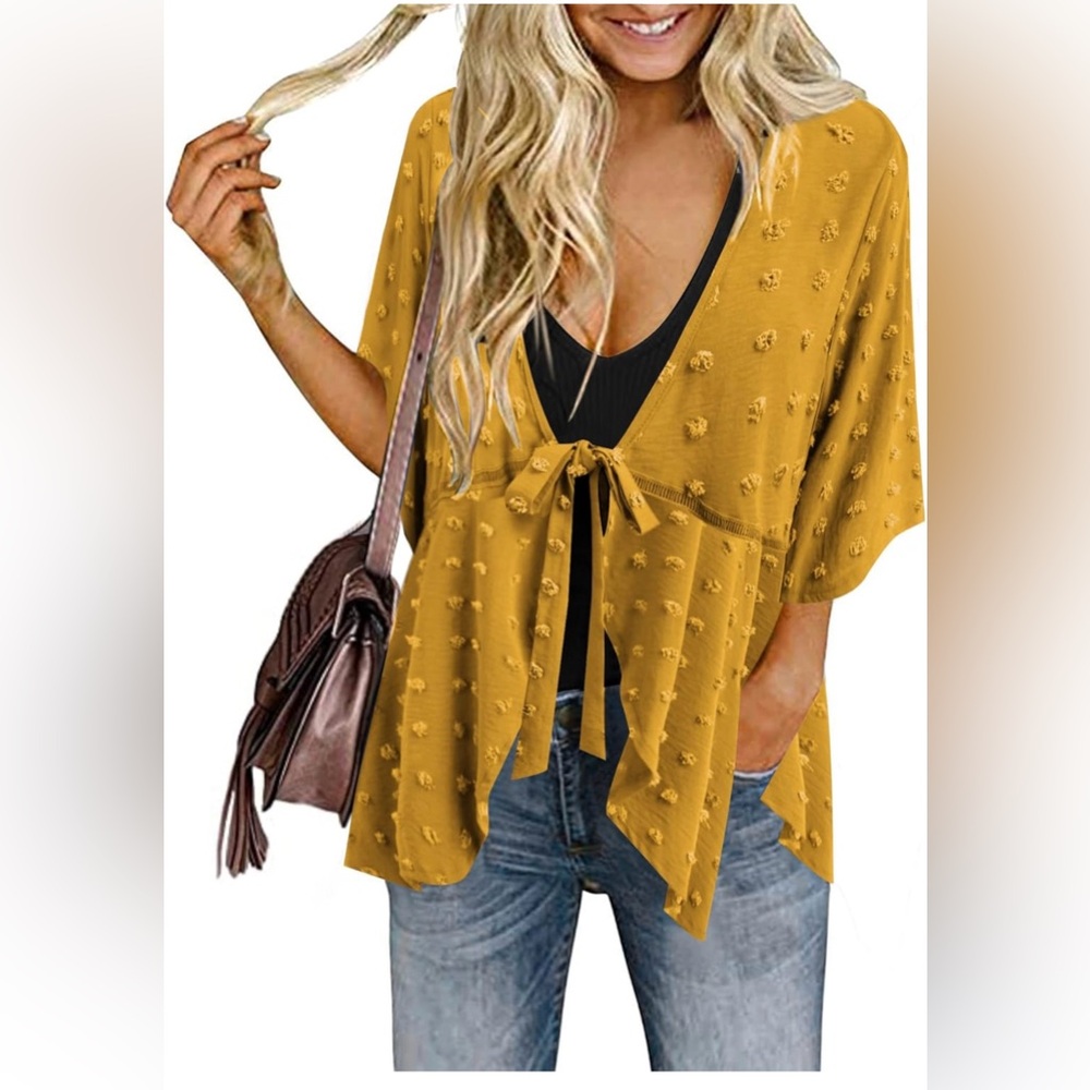 Chigant Swisse dot cover up 3/4 sleeve for summer